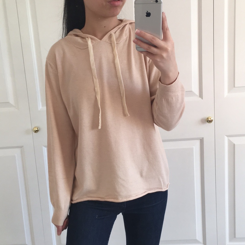 CHILL - Beige Light Cozy Casual Hoodie With Drawstrings Fall & Spring